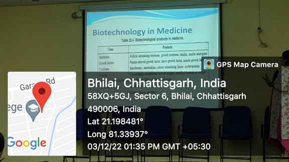 Seminar on" , Biotechnology scope and Impact on Indian Society" By Mrs.Soumya Khare Kalyan P G College